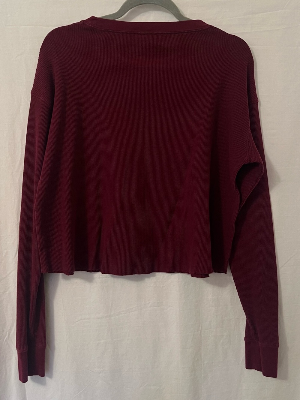 PINK Victoria's Secret Maroon Waffle-Knit Crop Top - Picture 2 of 4